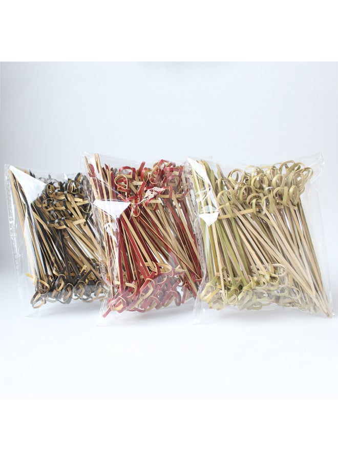 Green Peel Flower Knot String 100 Pcs/bag Disposable Red Black Fruit Fork Sugar Gourd Stick Knot Sign-Color:Red-Specifications:18cm  - Image 2