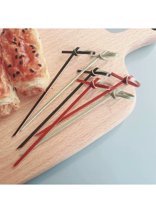 Green Peel Flower Knot String 100 Pcs/bag Disposable Red Black Fruit Fork Sugar Gourd Stick Knot Sign-Color:Red-Specifications:18cm  - Image 4