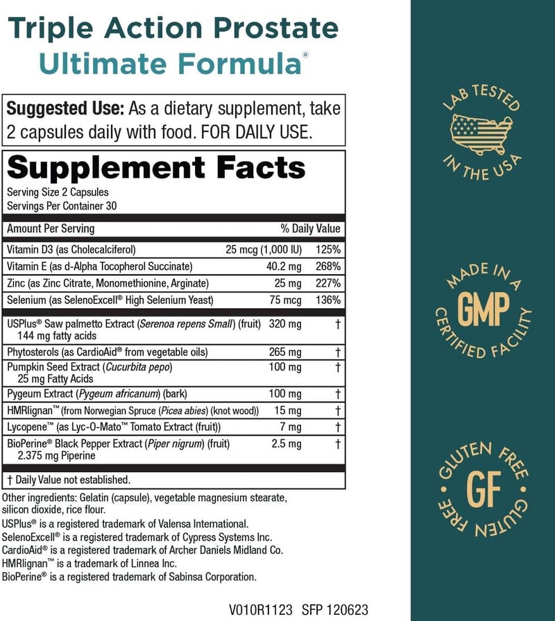 Purity Products منتجات النقاء  دعم البروستاتا ثلاثي الفعالية 60 كبسولة - Image 2