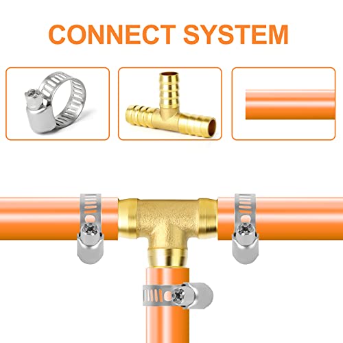 GASHER 10 Pieces Brass Hose Barb Tee, 3-Way Tee Hose Fitting (1/4" x 1/4" x 1/4" Hose Barb) - Image 2