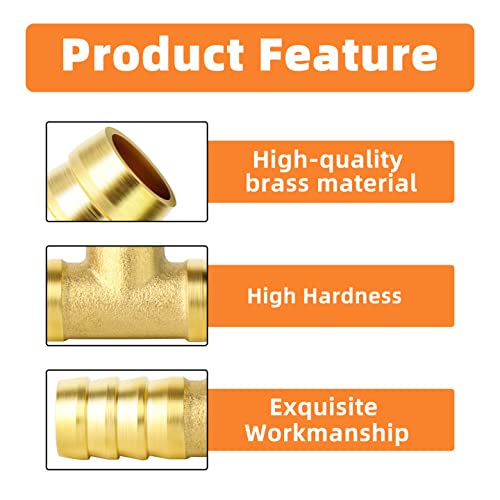 GASHER 10 Pieces Brass Hose Barb Tee, 3-Way Tee Hose Fitting (1/4" x 1/4" x 1/4" Hose Barb) - Image 3