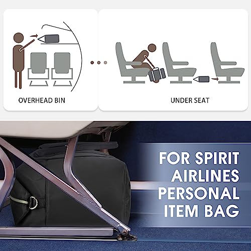 WANDF For Spirit Airlines Personal Item Bag 18x14x8 Travel Duffel Bag with TSA Approved Quart Size Bag & Shoe Bags Weekender Overnight Carry-on Luggage for Women (Black) - Image 2