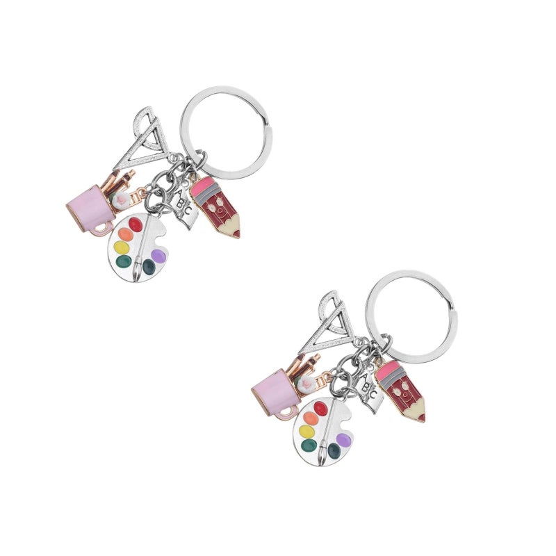 2 Pcs Artist Paint Palette Keychain Set With Brush Charm For Teacher Student Graduation Birthday Gift - Image 3