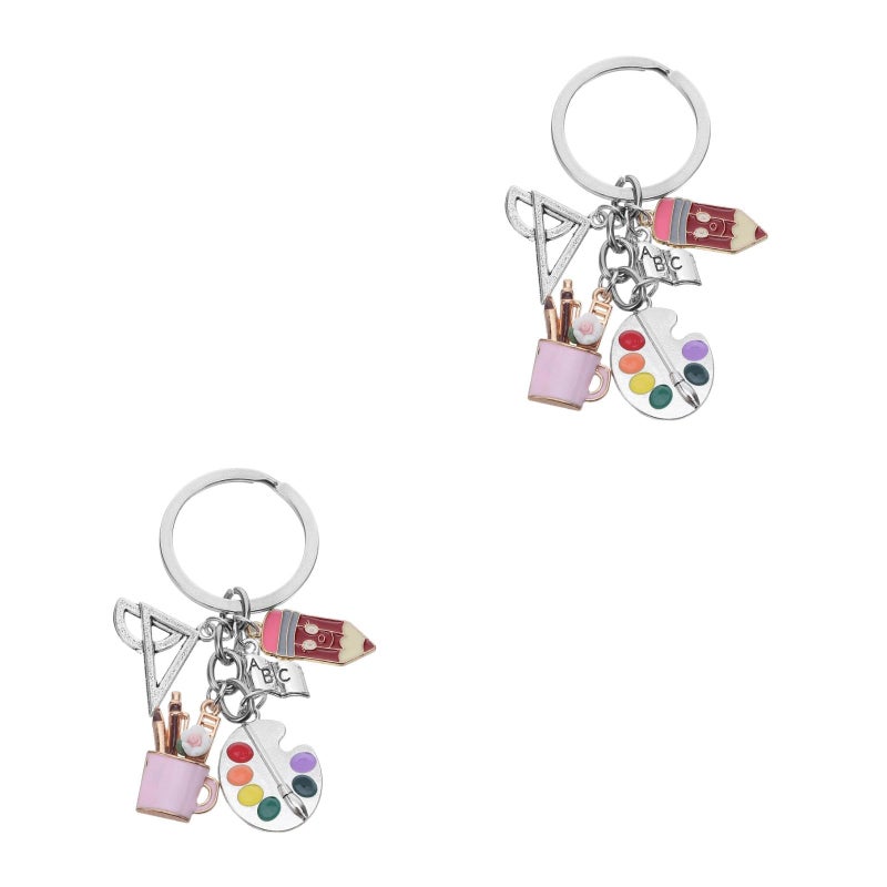 2 Pcs Artist Paint Palette Keychain Set With Brush Charm For Teacher Student Graduation Birthday Gift - Image 5