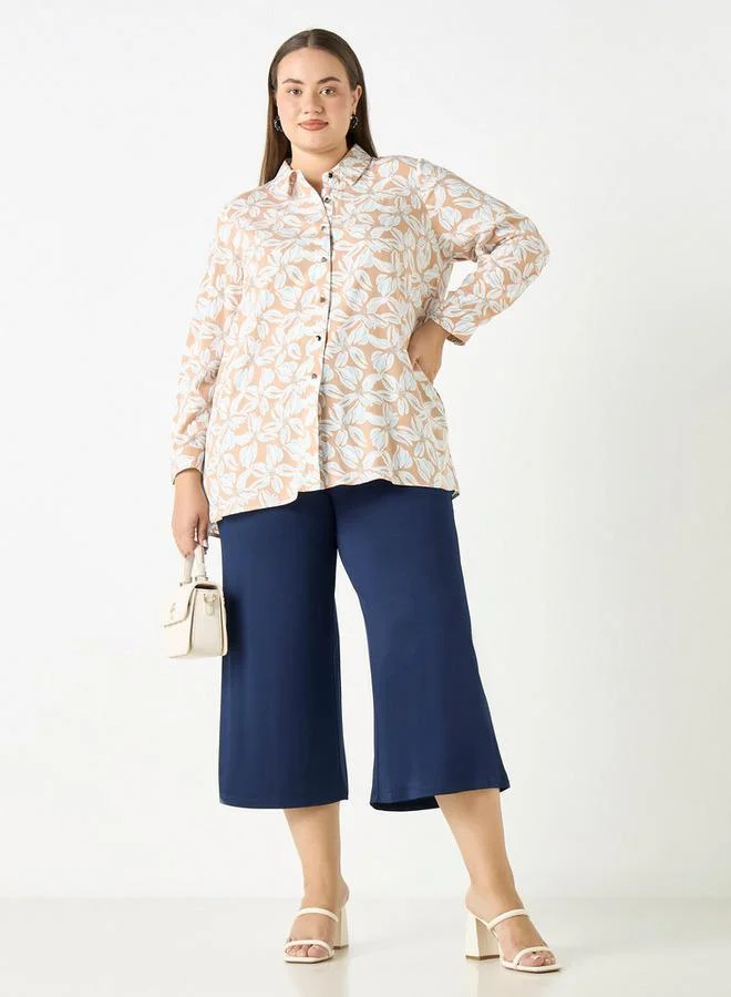 Ulla Popken Plus Size Ulla Popken Culottes with Elasticated Waistband and Pockets