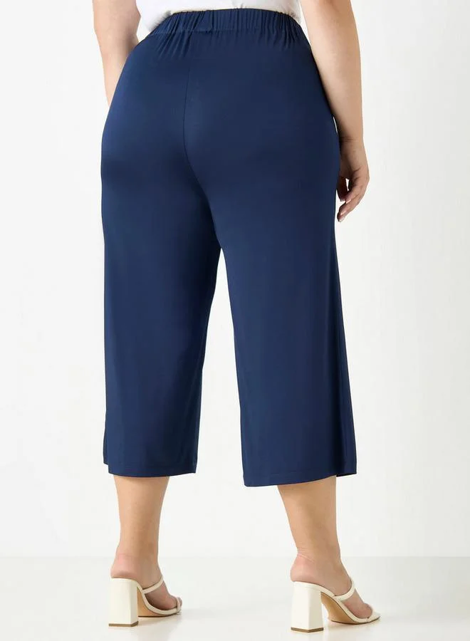 Ulla Popken Plus Size Ulla Popken Culottes with Elasticated Waistband and Pockets