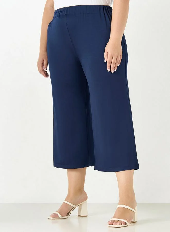 Ulla Popken Plus Size Ulla Popken Culottes with Elasticated Waistband and Pockets