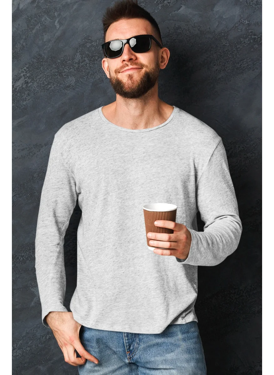 Rock&Roll Plain Long Gray, Anthracite Sleeved Men's T-Shirt 2-Piece Eco Pack