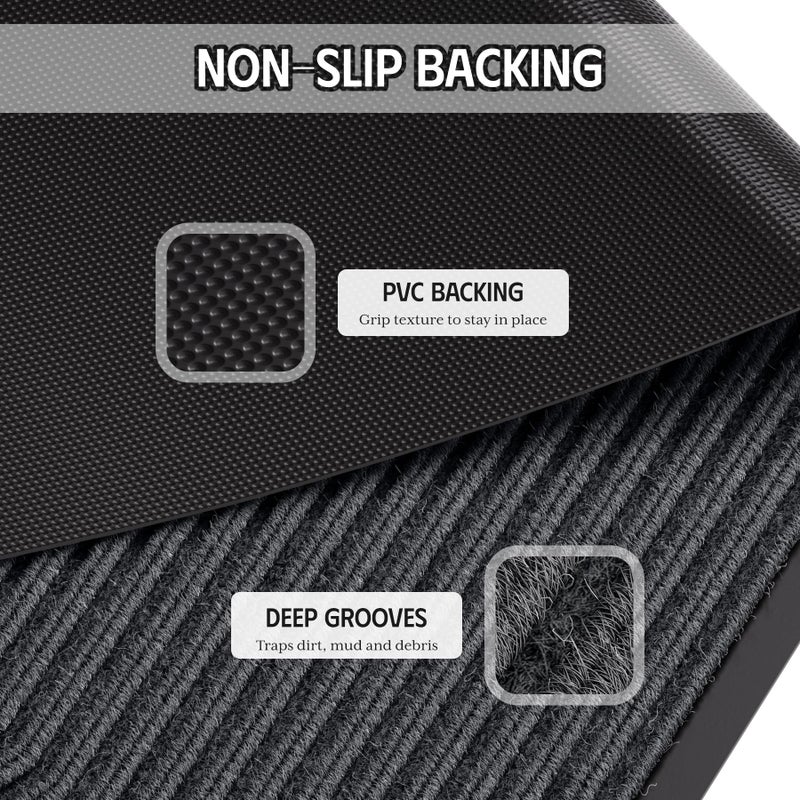 EZ2LIVE Front Door Mat, 3' x 5' Heavy Duty Door Mat Outside Entrance, Non-Slip Welcome Mat, Absorbent & Dirt Resistant, Low Profile Large Door Mats, Commercial Rugs for Entryway Indoor Outdoor, Grey - Image 5