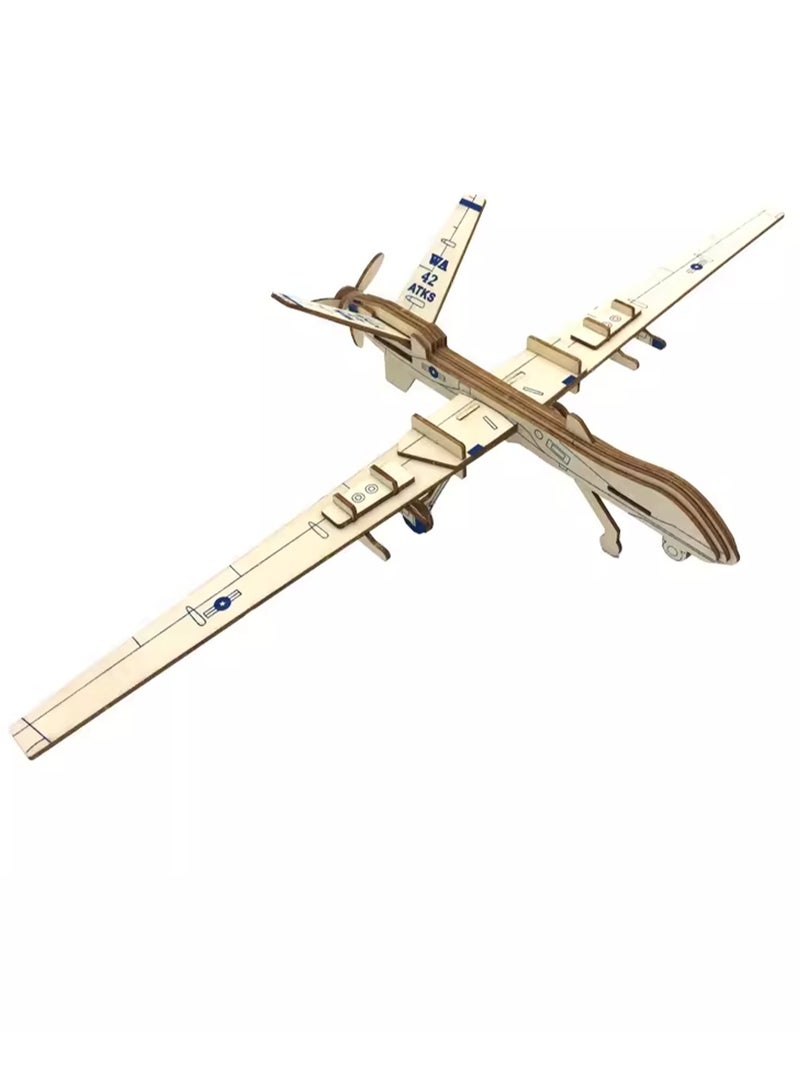 Wooden Puzzle 3D Model Military Building Blocks Assembly Toy Boy (Drone) - Image 1