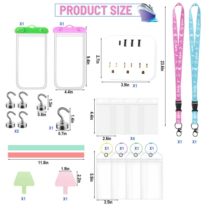 JINIOHEE Cruise Ship Essentials Kit 2026, Cruise and Vacation Essentials Including Cruise Lanyard, Power Strip, Magnetic Hooks, Luggage Tag Holder, Towel Bnad, Phone Pounch, Phone Patches for All Cruise Lines - Image 5