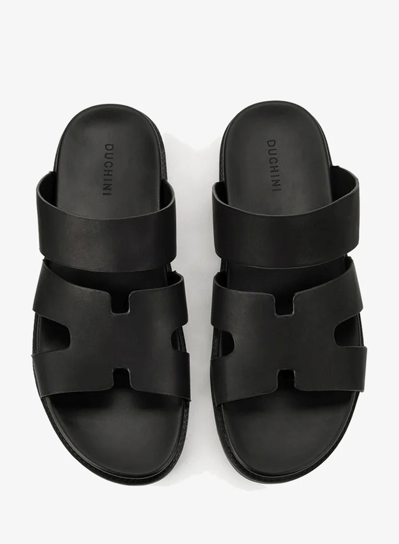 DUCHINI Black Men Slip-On Comfort Sandals for Men | Best Price UAE