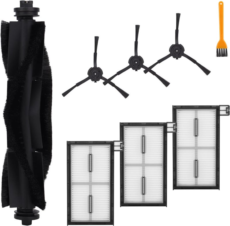GreeSuit Replacement Parts For Eufy x8 Pro Series Robot Vacuum Cleaner 8 Pcs - x8 Pro Accessories Kit, 1 Main Brushes,1 Brush, 3 Hybrid Accessory Filters, 3 Side Brushes - Image 1