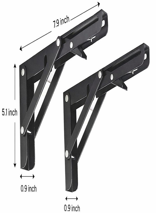 NEXORA Foldable Wall Mount Shelf Bracket Pair with Quick Release Mechanism, Black Metal Support Brackets (12- Inch) - Image 2