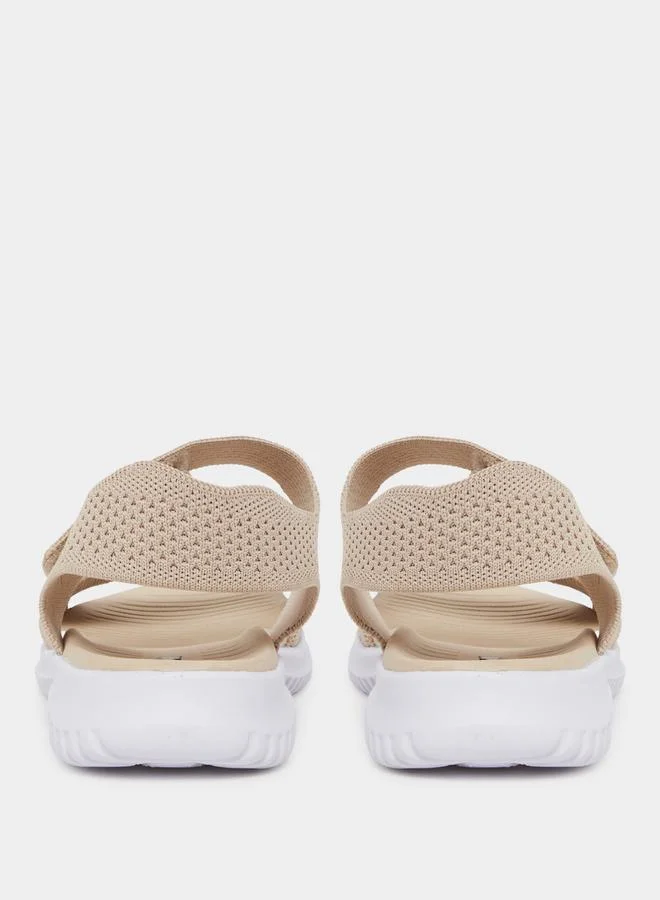 ستايلي Styli Mesh Flat Sandals with Hook and Loop Closure
