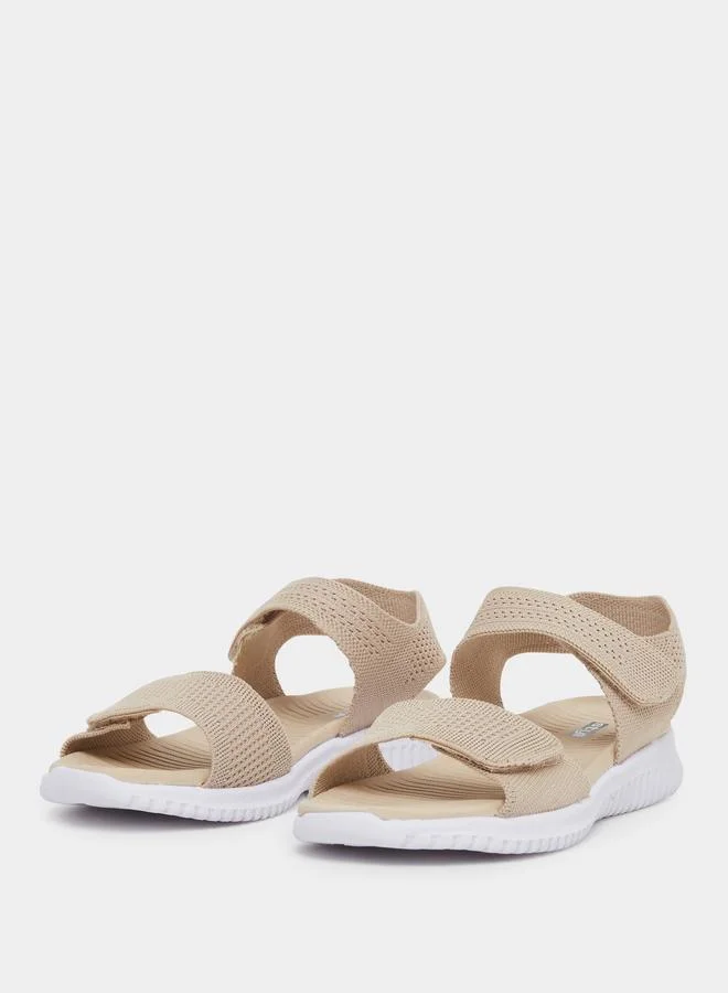ستايلي Styli Mesh Flat Sandals with Hook and Loop Closure