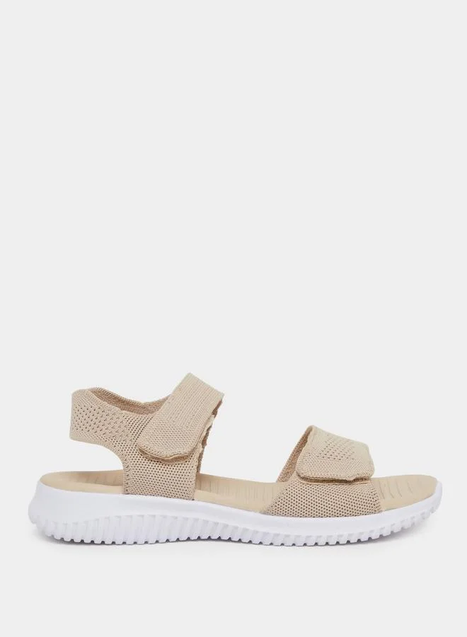 ستايلي Styli Mesh Flat Sandals with Hook and Loop Closure