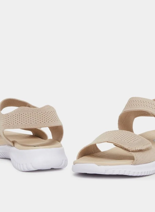 ستايلي Styli Mesh Flat Sandals with Hook and Loop Closure