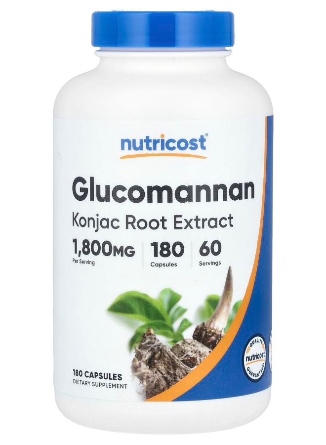 Nutricost Glucomannan Konjac Root Extract 1800 mg 180 Capsules (600 mg per Capsule)