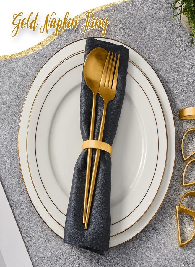 APTWOW Gold Napkin Rings Set of 12, Semicircle Metal Gold Napkin Holder Buckles, Fall Thanksgiving Christmas Napkin Rings, Napkins Rings for Dinner Table Decor, Wedding, Banquet, Party, Easter - Image 5