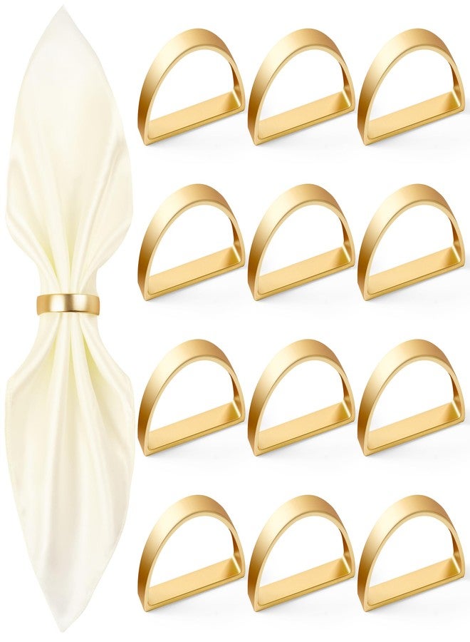 APTWOW Gold Napkin Rings Set of 12, Semicircle Metal Gold Napkin Holder Buckles, Fall Thanksgiving Christmas Napkin Rings, Napkins Rings for Dinner Table Decor, Wedding, Banquet, Party, Easter - Image 1