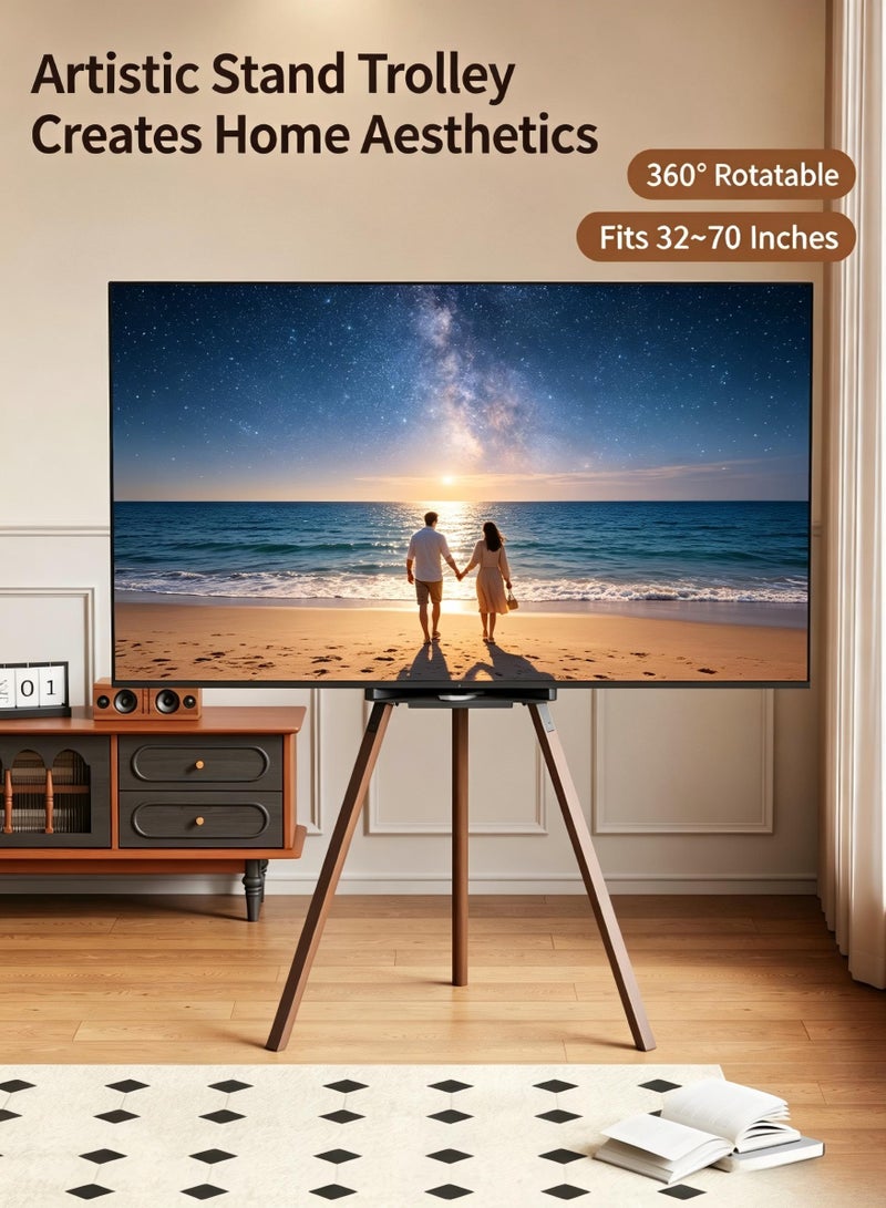 AiheArron Easel Style Floor TV Stand for 32-70 Inch TVs, Height Adjustable 3-Leg Studio Tripod TV Mount, Corner Display Stand for Gaming Living Room Bedroom Study - Image 2