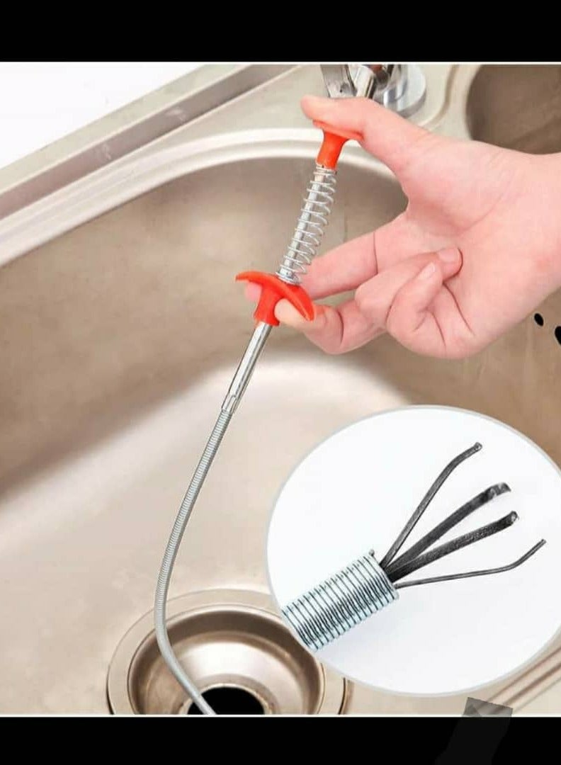 HL Drain Pipe Cleaning hooks Spring Stick Hair Catching Drain Pipe Cleaning Wire Flexible Grabber Claw Pick up Snake Sewer Cleaning Claw Tool Trash Claw Grabber - Image 2