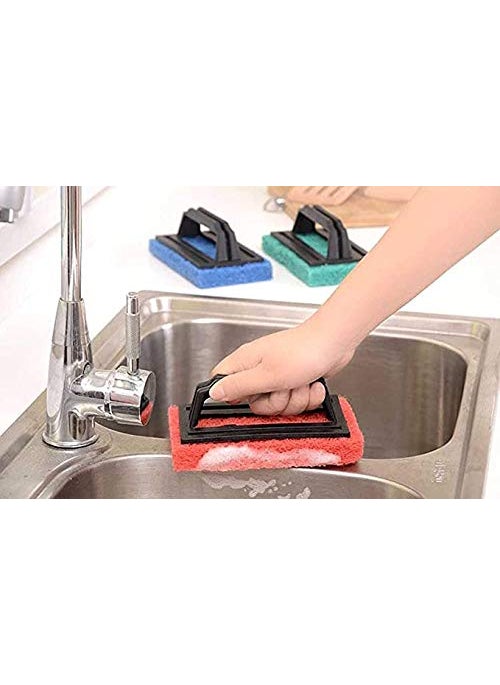 NEW ERA New Era Heavy Quality Kitchen Platform Cleaning Brush Bathroom Tile Cleaning Multipurpose Scrubber Brush with Handle Set of 2  - Image 4