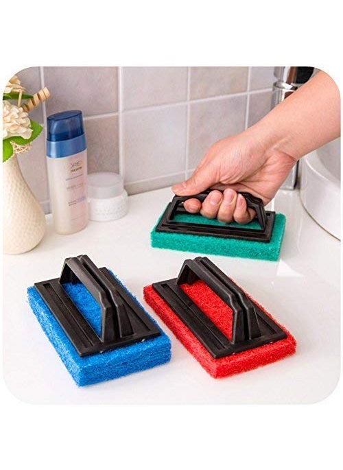 NEW ERA New Era Heavy Quality Kitchen Platform Cleaning Brush Bathroom Tile Cleaning Multipurpose Scrubber Brush with Handle Set of 2  - Image 1