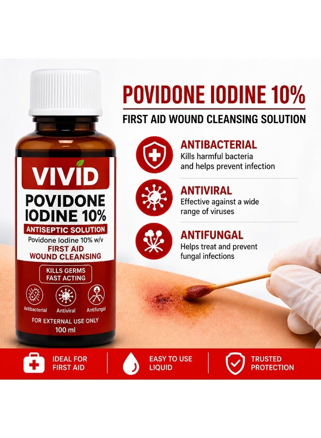 Povidone Iodine 10%Solution 100ml – Antiseptic Wound Care