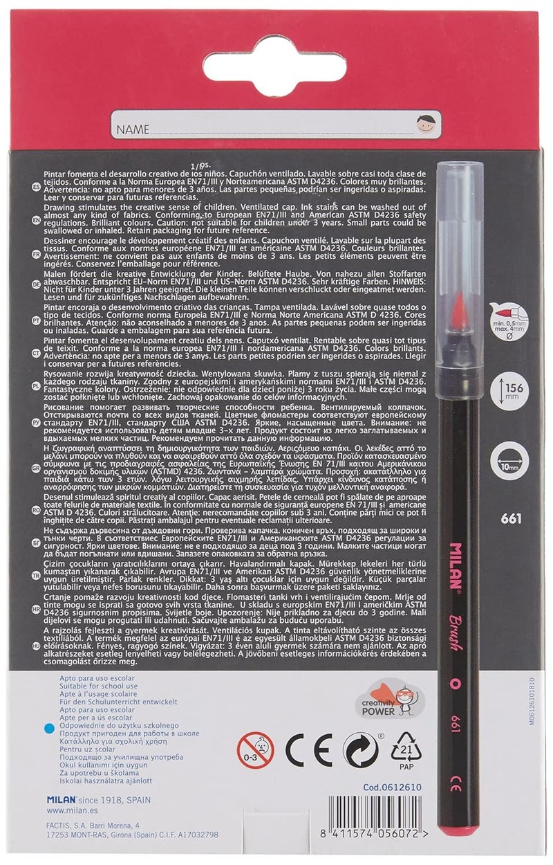 Milan Brush-Tipped Water-Based Fiberpen 10 Colours - Image 4