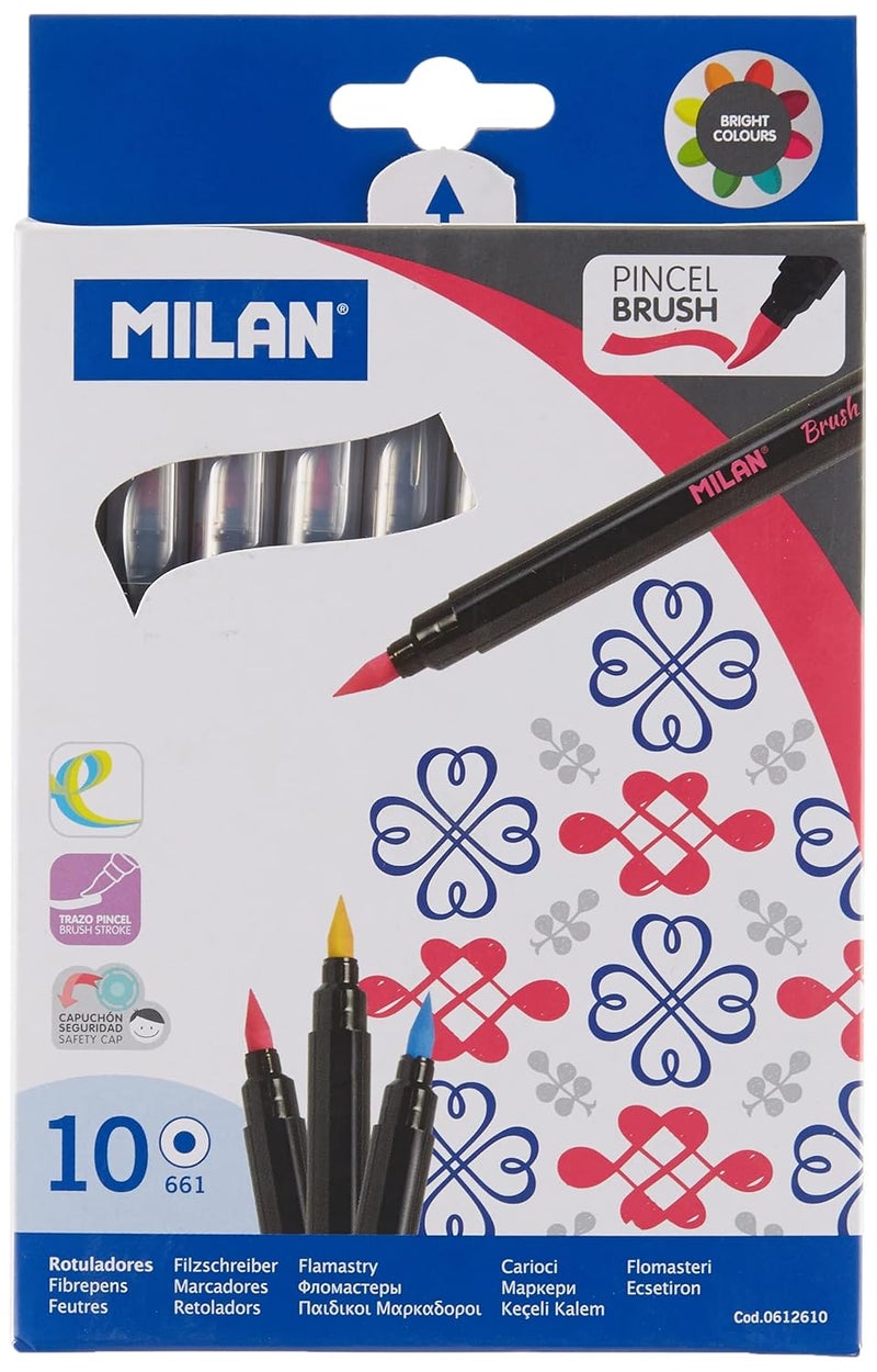 Milan Brush-Tipped Water-Based Fiberpen 10 Colours - Image 3