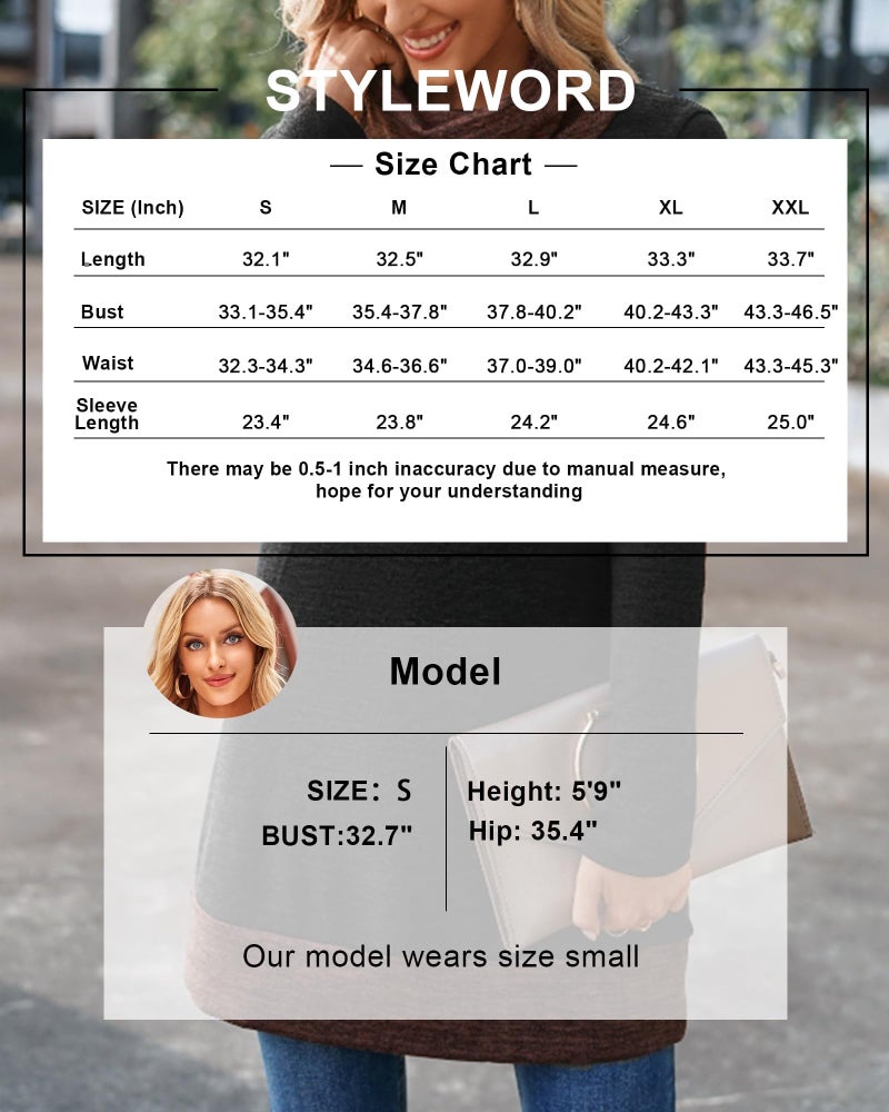 STYLEWORD Women's Tunic Tops for Leggings Long Sleeve Cowl Neck Winter Sweater Shirt Dress Fall Fashion 2025(Wine,XL) - Image 3