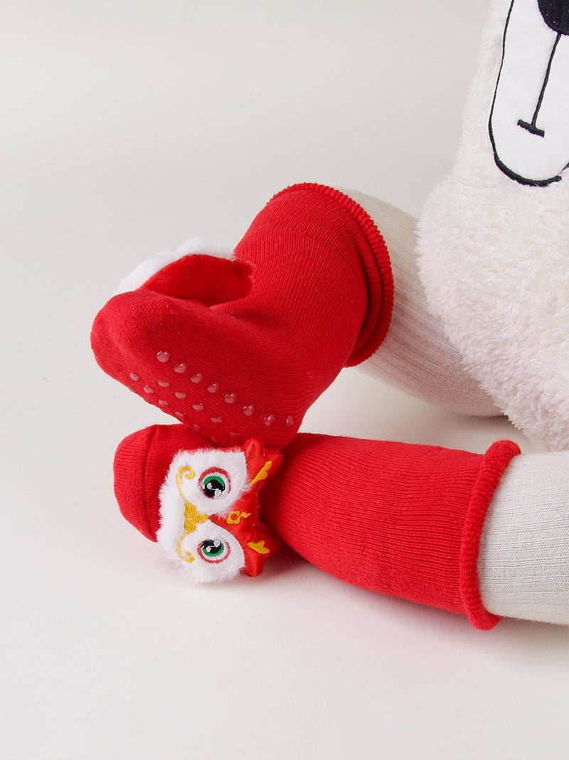 Baby socks red socks winter newborn red thick Terry socks mid-calf Doll Baby New Year socks - Image 3