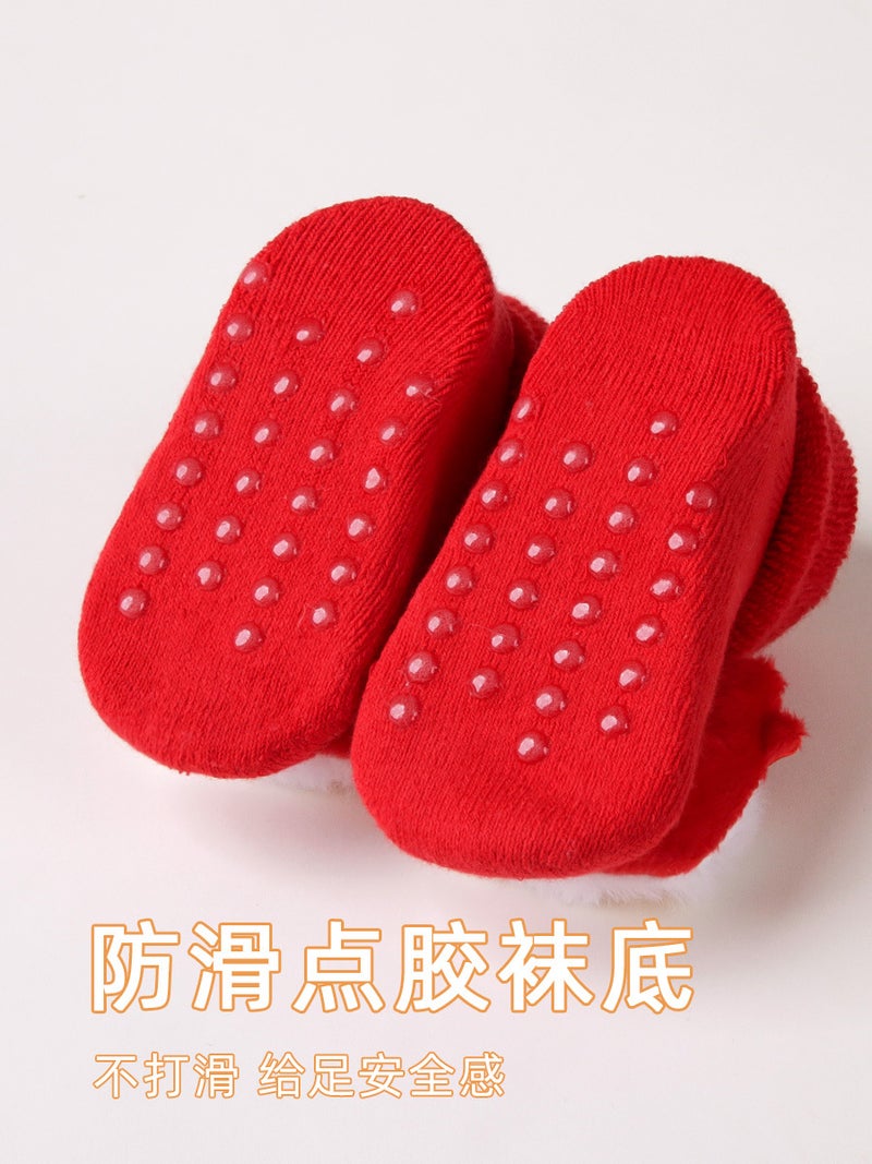 Baby socks red socks winter newborn red thick Terry socks mid-calf Doll Baby New Year socks - Image 5