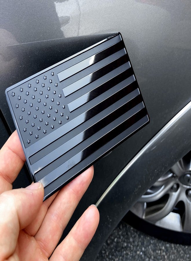 LFPartS USA Embossed Stainless Steel Metal Flag for Cars, Trucks Black 5"x3" - Image 1