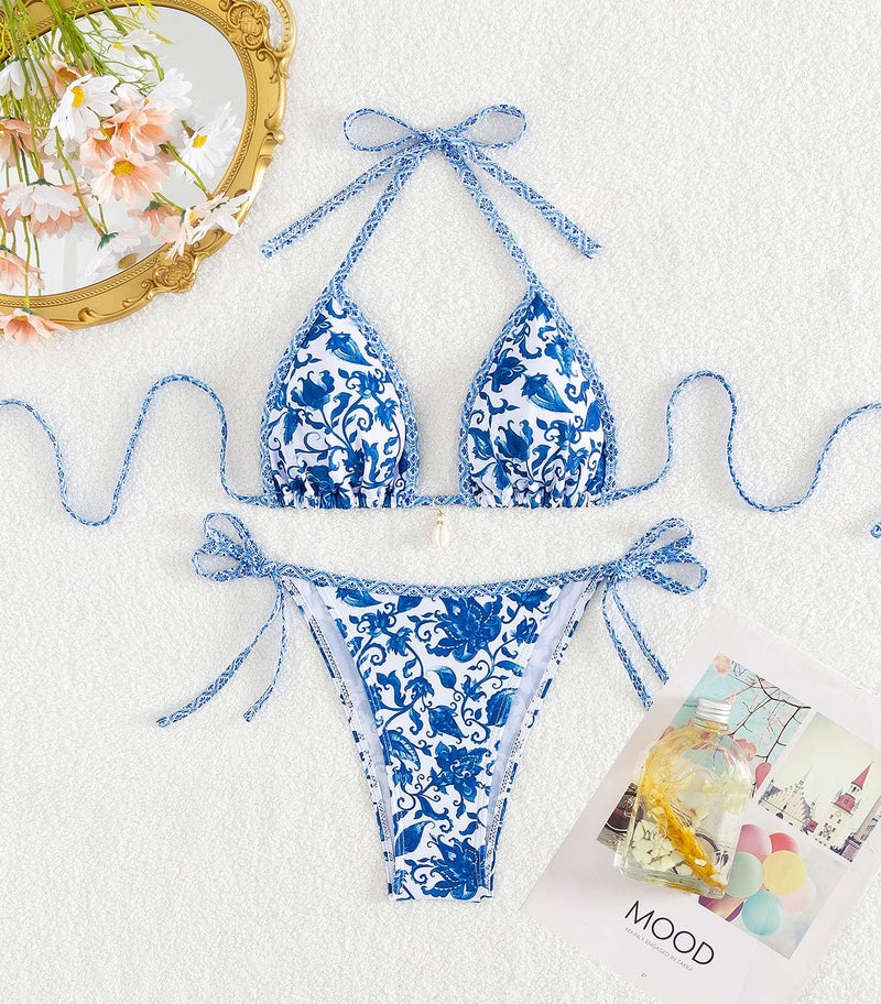 Tainehs Women's Sexy Halter Bikini Set Triangle Top String Swimwear Two Piece Swimsuits Cheeky Bathing Suit - Image 4