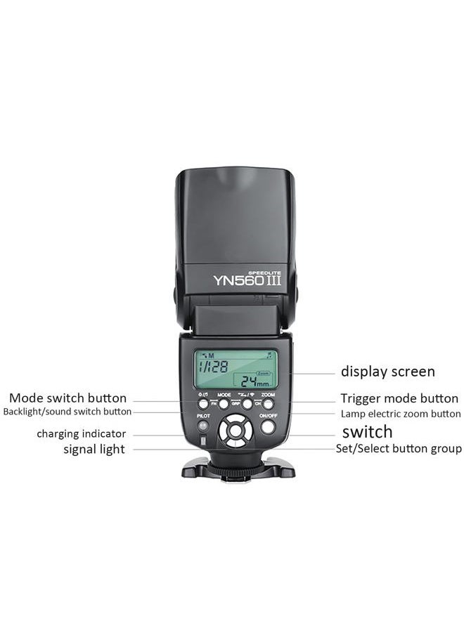 YONGNUO - Yongnuo YN 560 III Professional Flash Speedlight Flashlight, GN58 2.4G Receiver, Built in Trigger Receiver System, YN560 III YN-560III YN560III for Canon Nikon Pentax Olympus Camera - Image 1