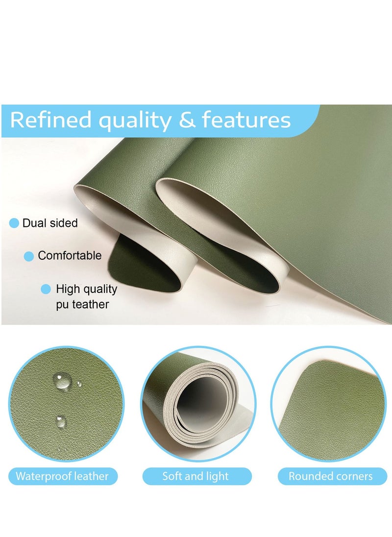 SKY-TOUCH - Multifunctional Desk Pad PU Computer Mouse Pad Office Desk Mat Extended Gaming Mouse Pad Non-Slip Waterproof Dual-Side Use Desk Mat Protector 80cm x 40cm Grey/Green - Image 1
