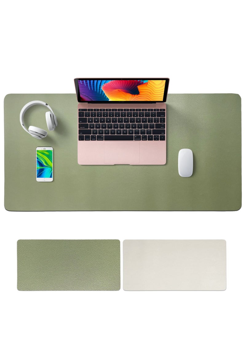 SKY-TOUCH - Multifunctional Desk Pad PU Computer Mouse Pad Office Desk Mat Extended Gaming Mouse Pad Non-Slip Waterproof Dual-Side Use Desk Mat Protector 80cm x 40cm Grey/Green - Image 1