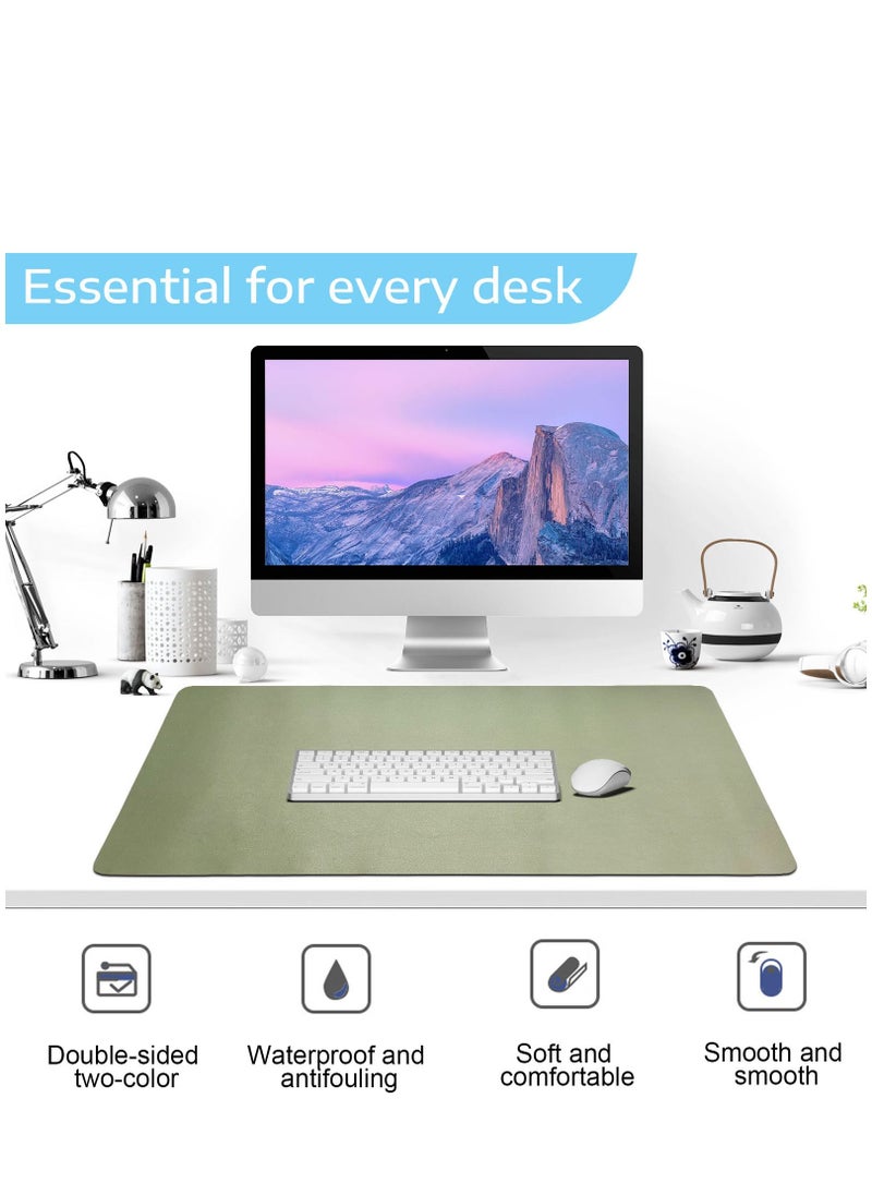 SKY-TOUCH - Multifunctional Desk Pad PU Computer Mouse Pad Office Desk Mat Extended Gaming Mouse Pad Non-Slip Waterproof Dual-Side Use Desk Mat Protector 80cm x 40cm Grey/Green - Image 1