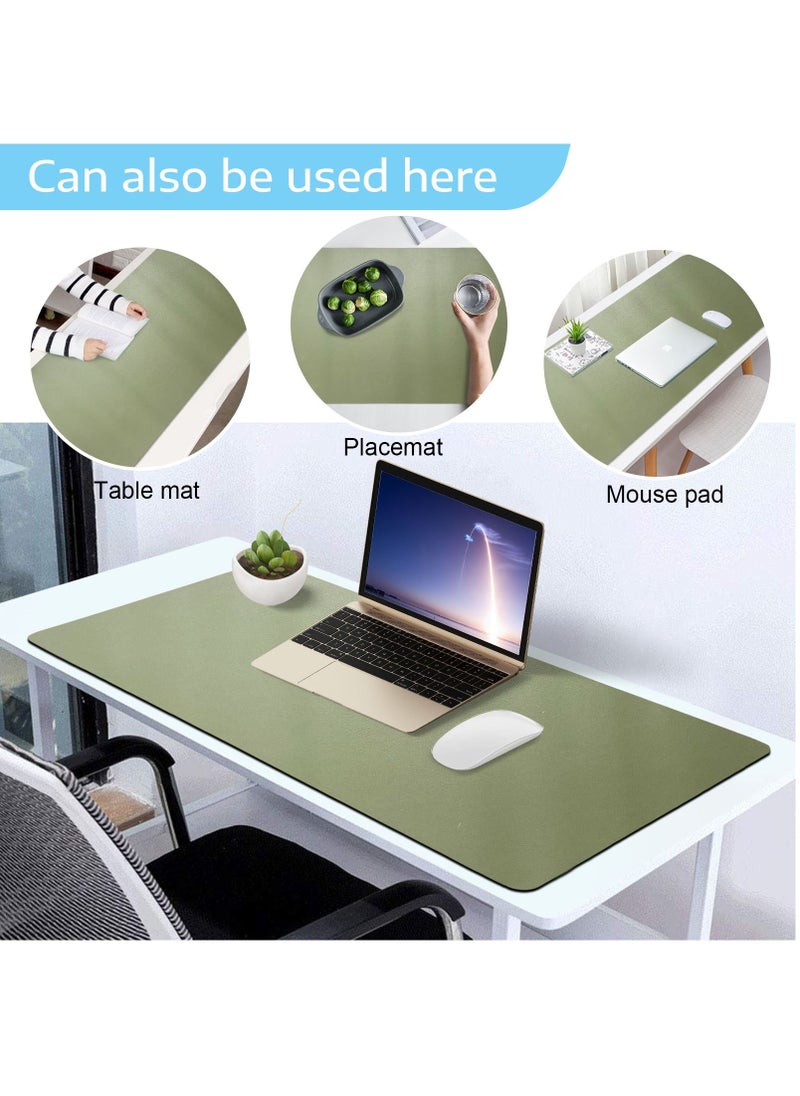 SKY-TOUCH - Multifunctional Desk Pad PU Computer Mouse Pad Office Desk Mat Extended Gaming Mouse Pad Non-Slip Waterproof Dual-Side Use Desk Mat Protector 80cm x 40cm Grey/Green - Image 1