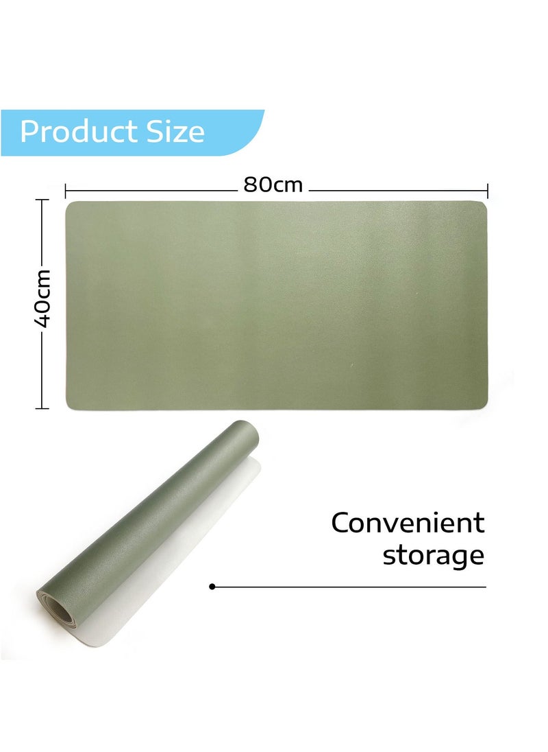 SKY-TOUCH - Multifunctional Desk Pad PU Computer Mouse Pad Office Desk Mat Extended Gaming Mouse Pad Non-Slip Waterproof Dual-Side Use Desk Mat Protector 80cm x 40cm Grey/Green - Image 1