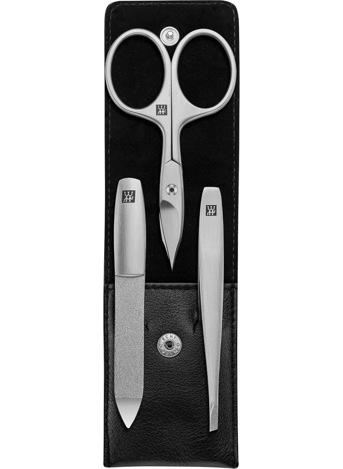 Zwilling - TWINOX manicure nail set 3 pieces, pedicure care for hands and feet made of nappa leather, travel size, Black - Image 1