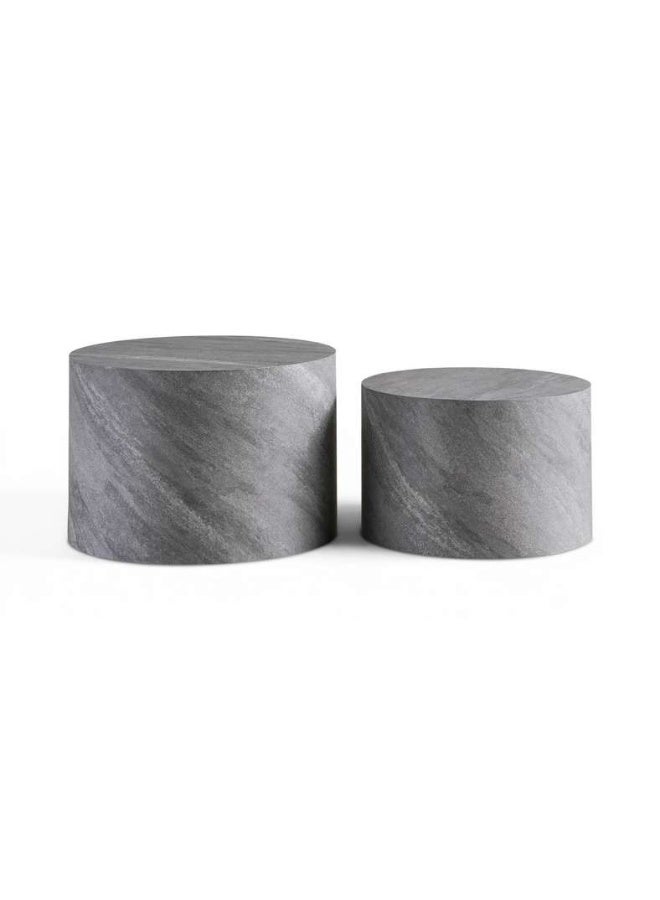 Pan Home Grey Round Coffee Table Set of 2 - Image 5