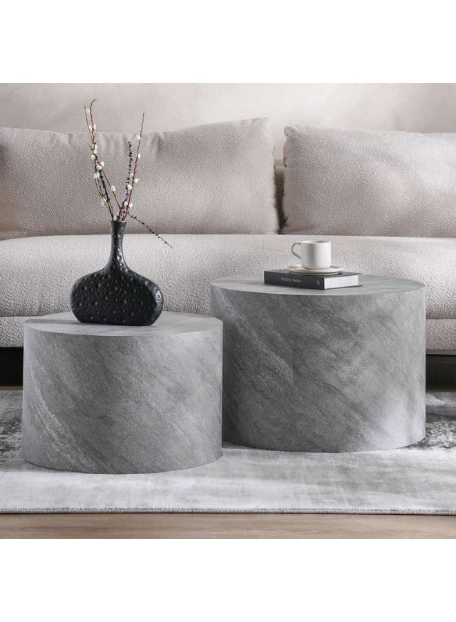Pan Home Grey Round Coffee Table Set of 2 - Image 2