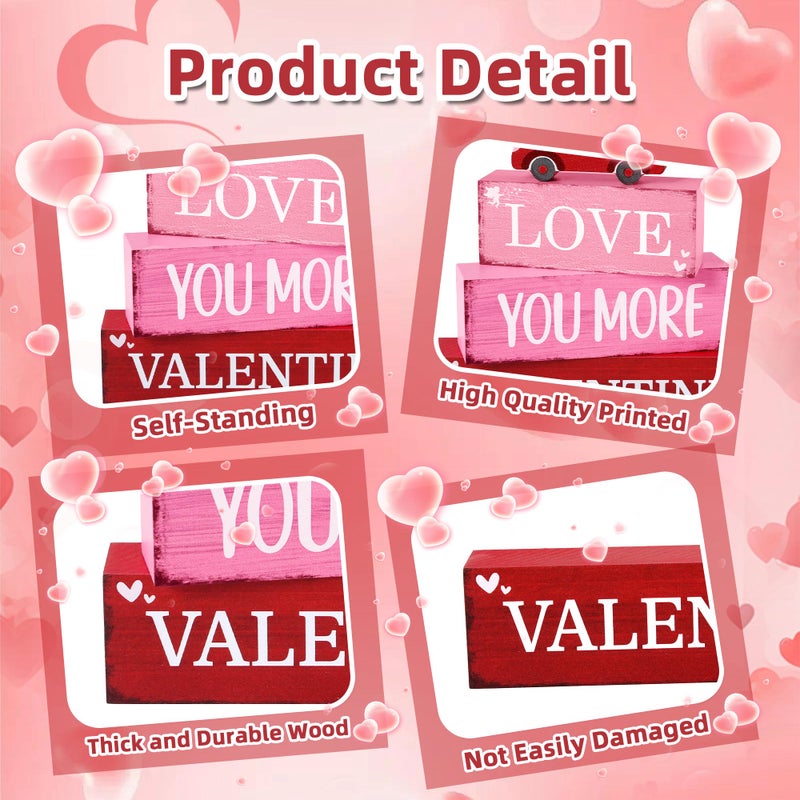 Gleegreets 4 Pcs Valentine's Day Wooden Tiered Tray Decor, Love Truck Decorations Gifts for Lover Wife Husband Boyfriend Girlfriend, Valentine Table Centerpiece for Home Kitchen Bedroom Decor - Image 4
