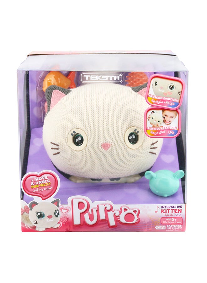 Purro القط الذكي التفاعلي مع استجابات واقعية، قماش محبوك ناعم، آذان متحركة، عيون تعبيرية، وأكثر من 75 تأثير صوتي. أفضل هدية لعمر 5 سنوات وما فوق. - Image 1