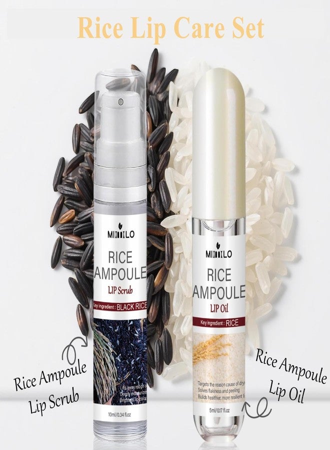 teerova Black and White Rice Ampoule Lip Scrub and Oil Set, Rice Ampoule Duo Lip Exfoliator Solution, Hydrating Lip Oil for Softer & Smoother lips - Image 2