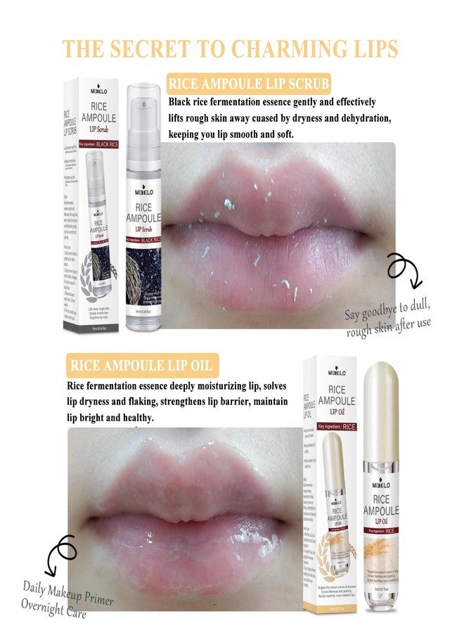 teerova Black and White Rice Ampoule Lip Scrub and Oil Set, Rice Ampoule Duo Lip Exfoliator Solution, Hydrating Lip Oil for Softer & Smoother lips - Image 3
